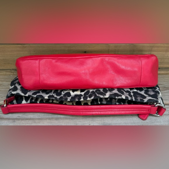 Authentic COACH purse -Parker Ocelot Print Fabric with red leather accents. - Picture 6 of 7
